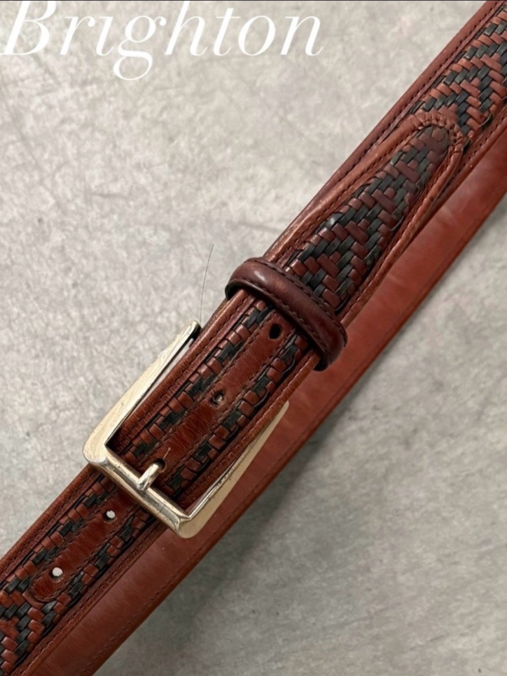 Brighton Adjustable Woven Leather Belt Size 38